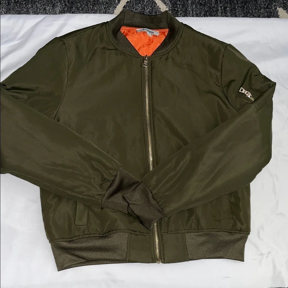 Charlotte Russe Dark Green Bomber Jacket used good condition